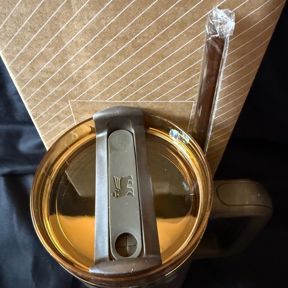New Stanley 40oz Brown Laser Engraved CoachGold Patterned w/ Brown Straw - Picture 5 of 8